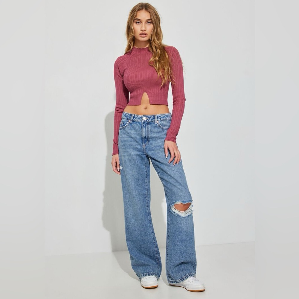 Garage Mock Neck Crop Bodycon Sweater
